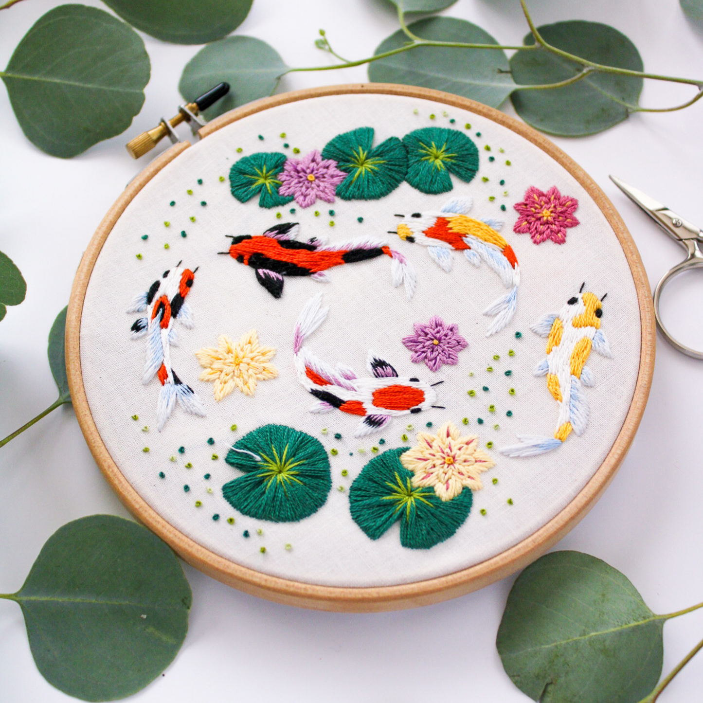 Enchanted Koi Fish PDF Embroidery Pattern