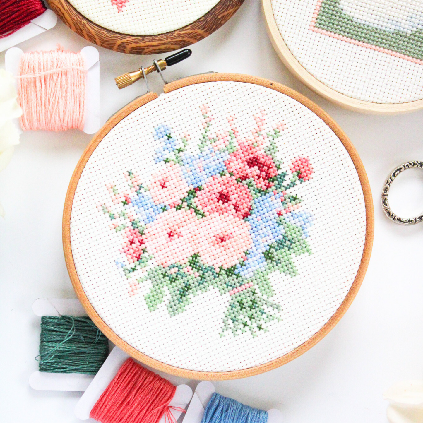 Pink Bouquet PDF Cross Stitch Pattern