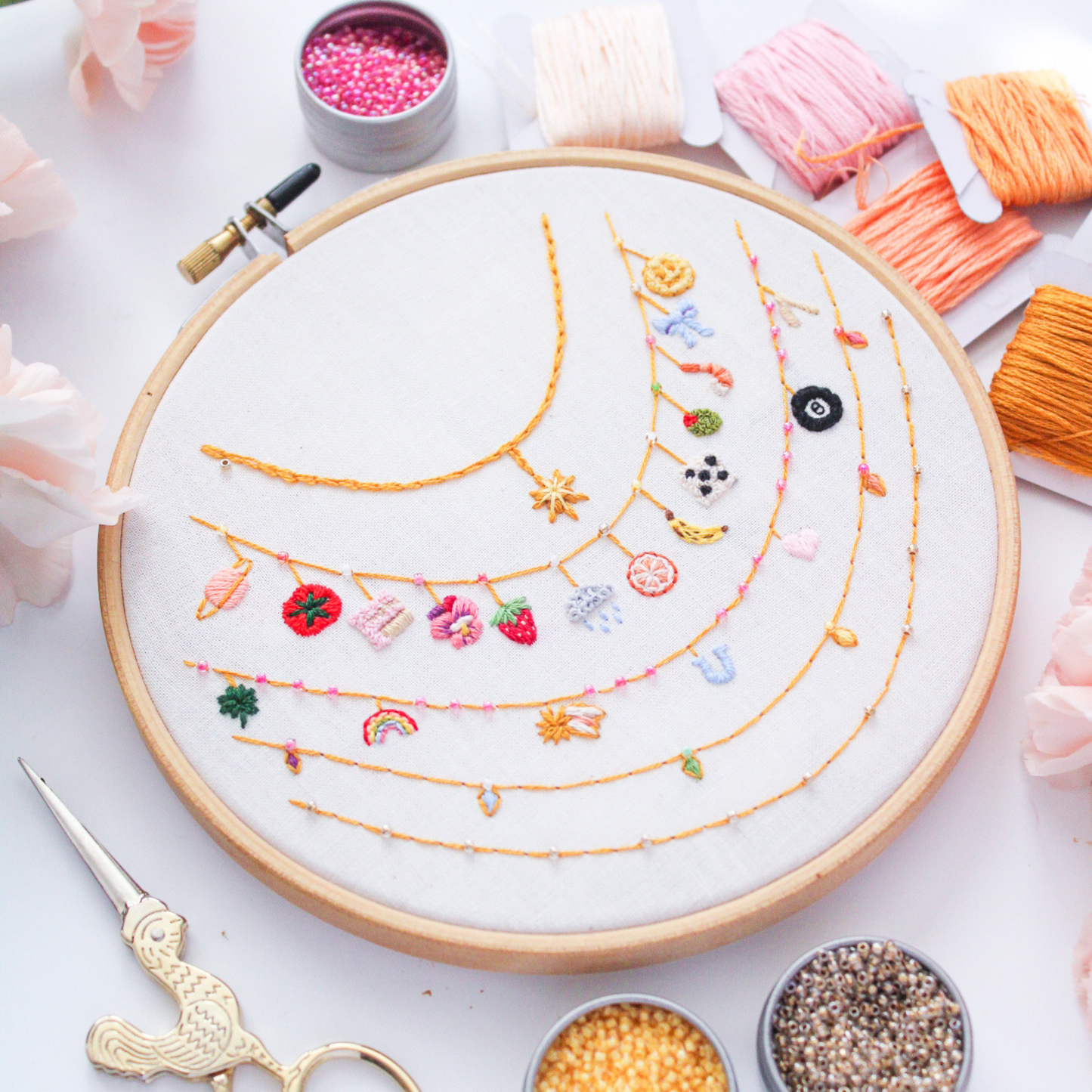 Charm Necklace PDF Embroidery Pattern