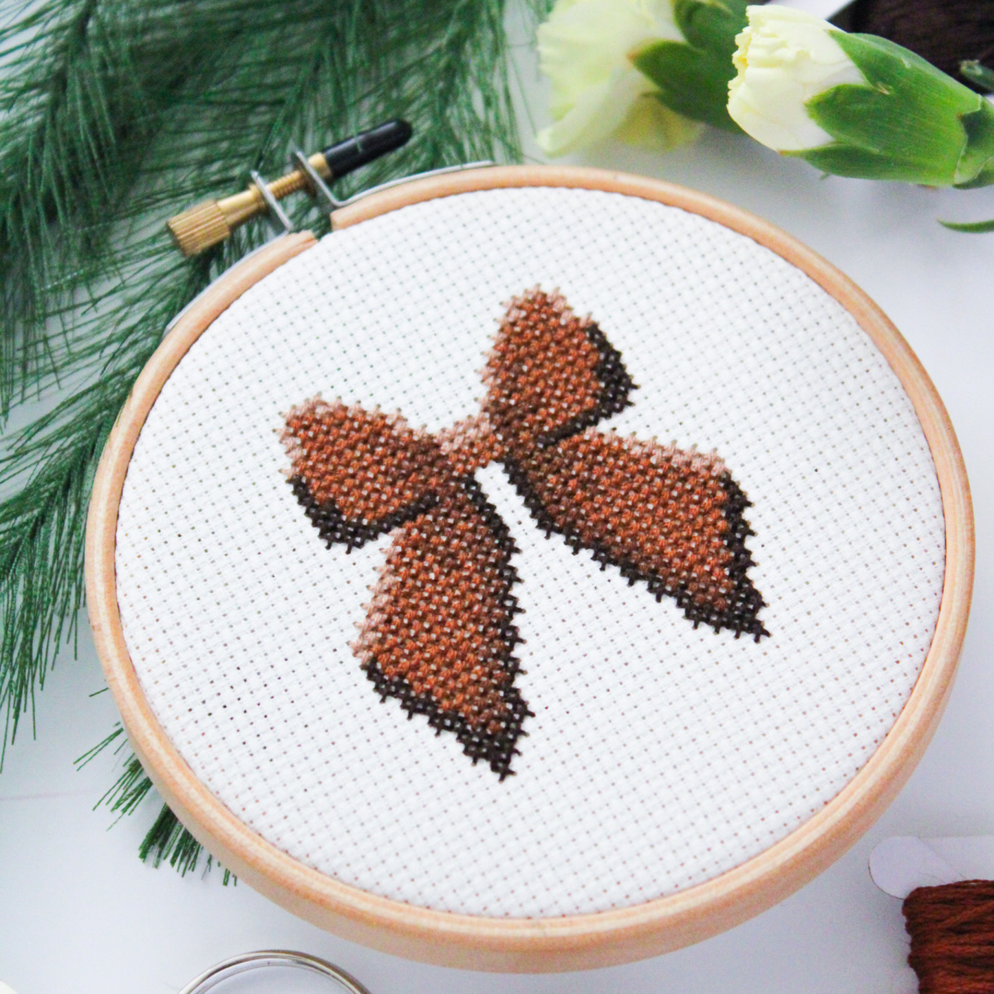 Brown Bow PDF Cross Stitch Pattern