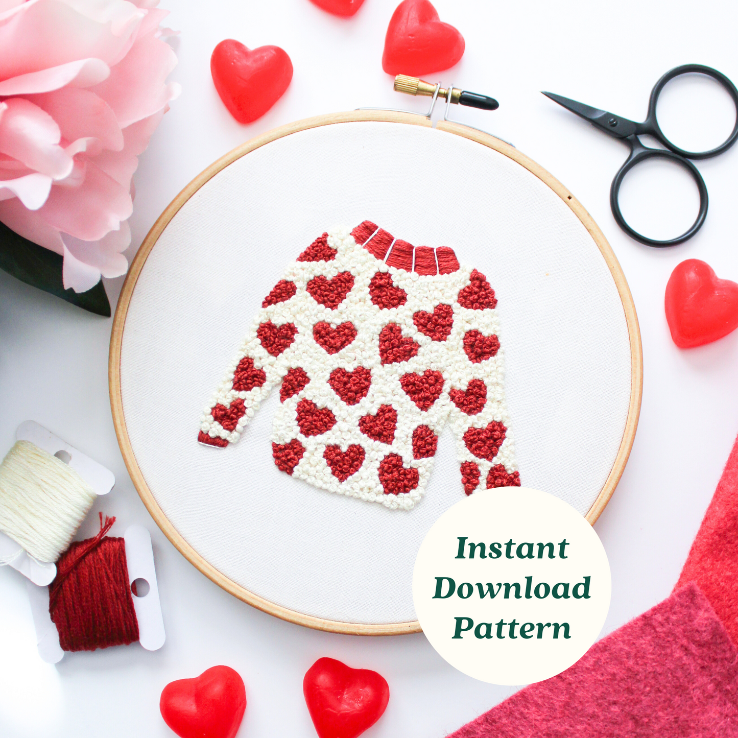 Valentine Heart Sweater PDF Embroidery Pattern