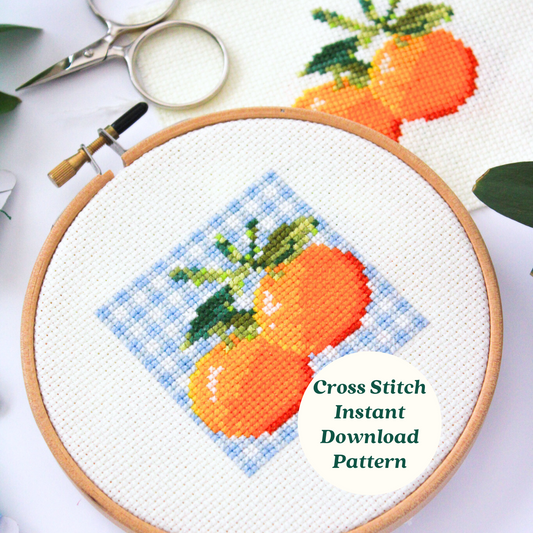 Picnic Oranges PDF Cross Stitch Pattern