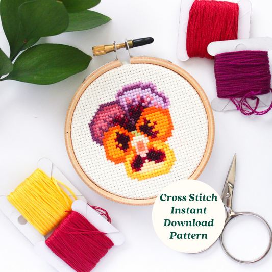 Pansy Flower PDF Cross Stitch Pattern