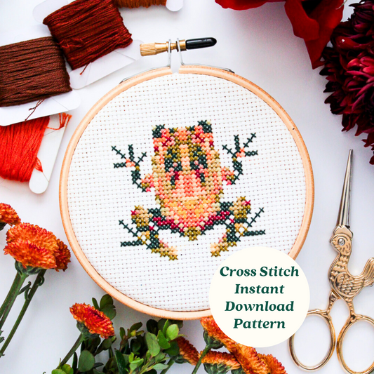 October Frog PDF Cross Stitch Pattern