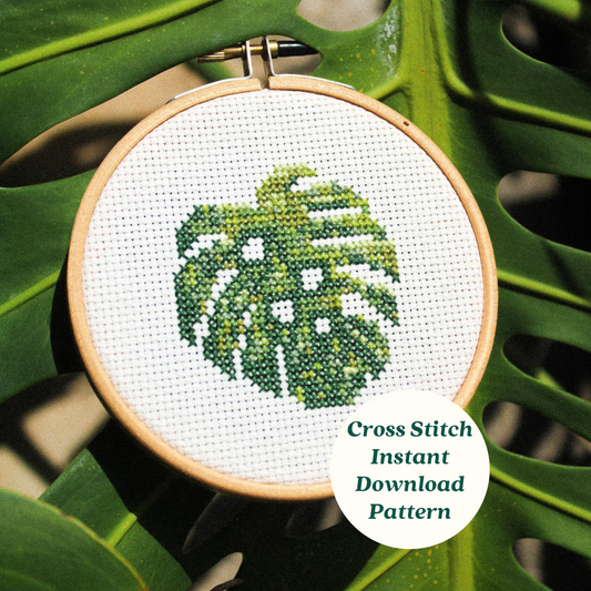 Monstera Leaf PDF Cross Stitch Pattern