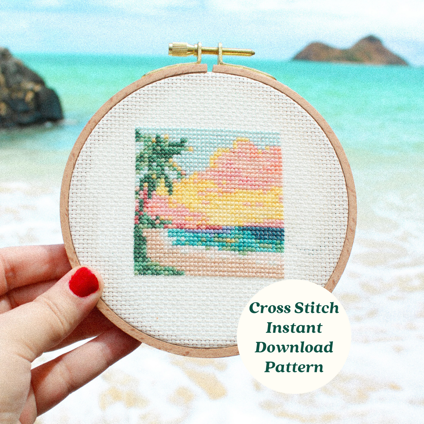 Island Beach Sunset PDF Cross Stitch Pattern