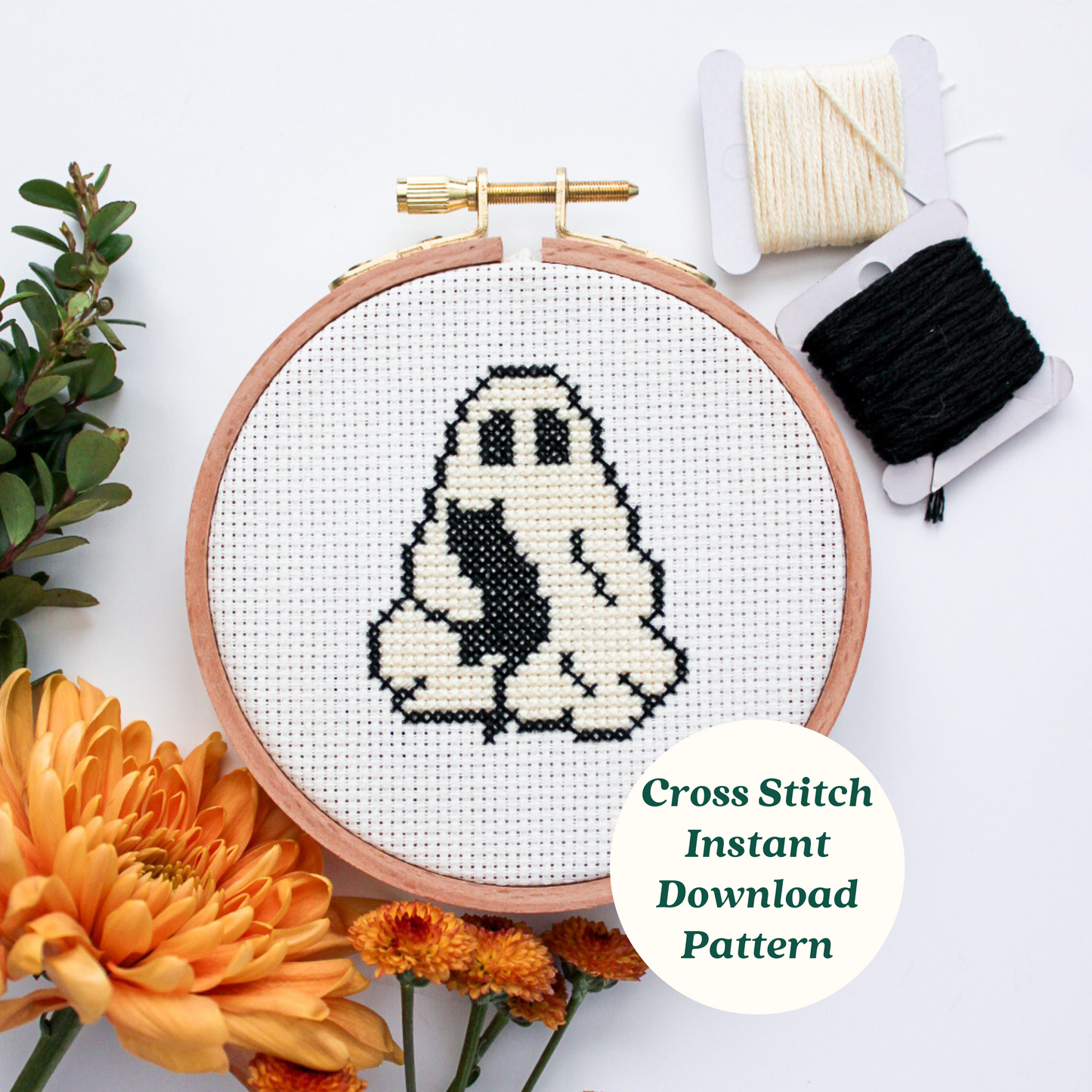 Ghost & Cat PDF Cross Stitch Pattern