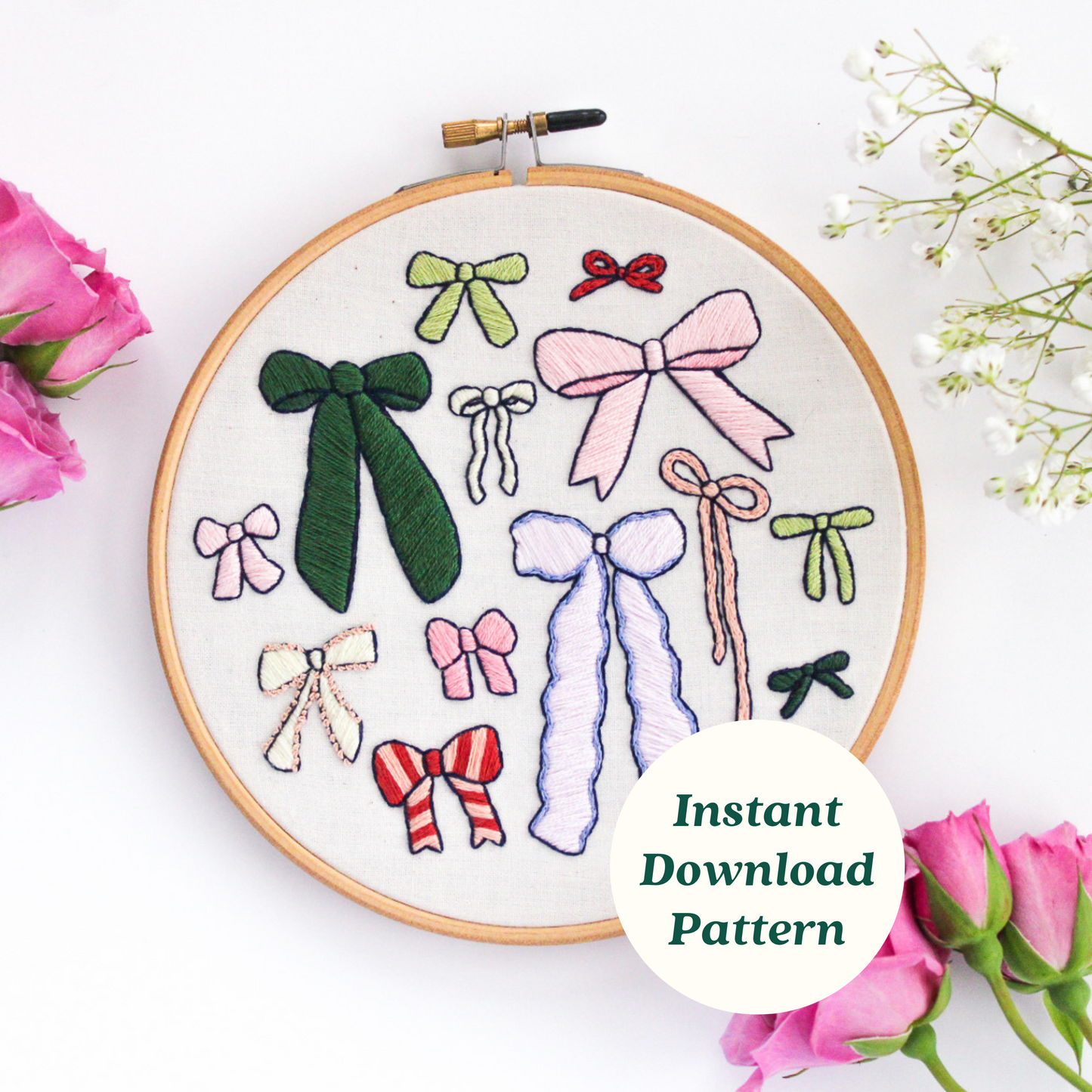 Ribbons & Bows PDF Embroidery Pattern