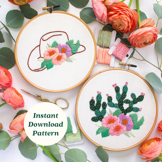 Cactus & Cowboy Hat PDF Embroidery Pattern