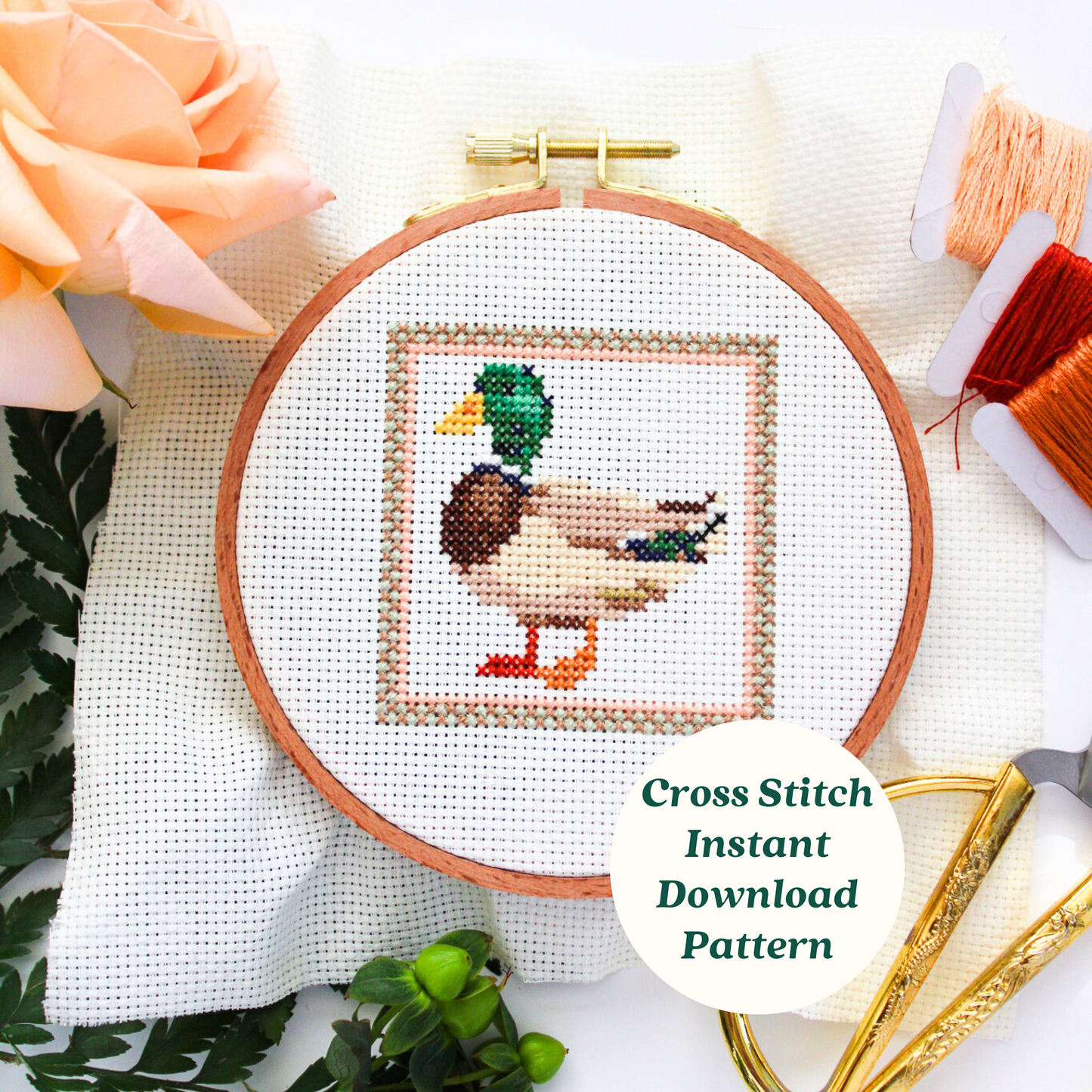 Mallard Duck PDF Cross Stitch Pattern