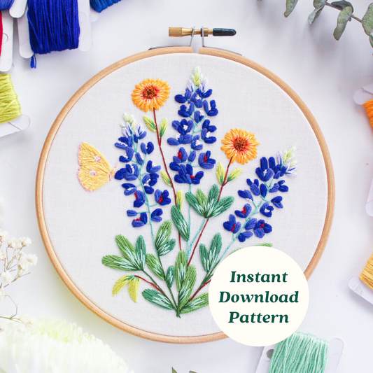 Blue Bonnet PDF Embroidery Pattern