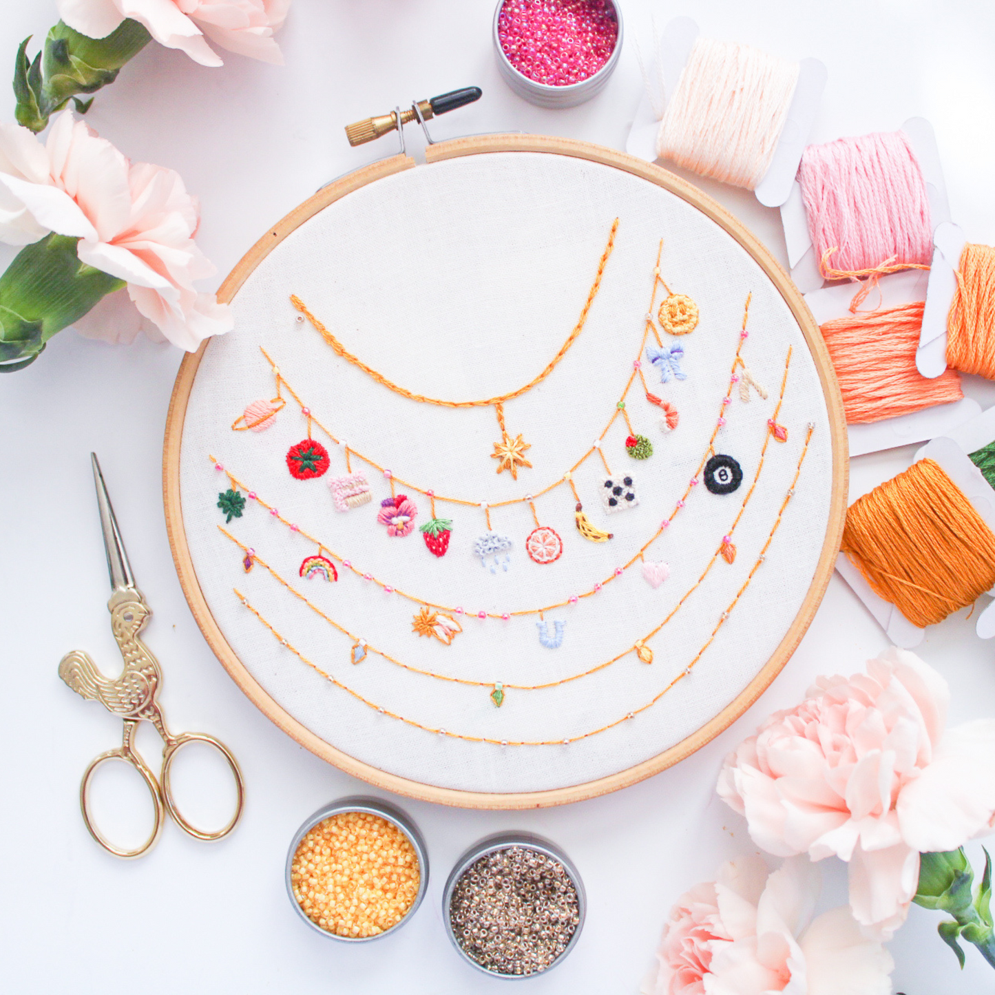 Charm Necklace PDF Embroidery Pattern