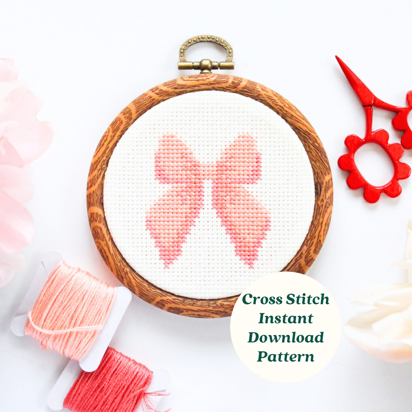 Pink Bow PDF Cross Stitch Pattern