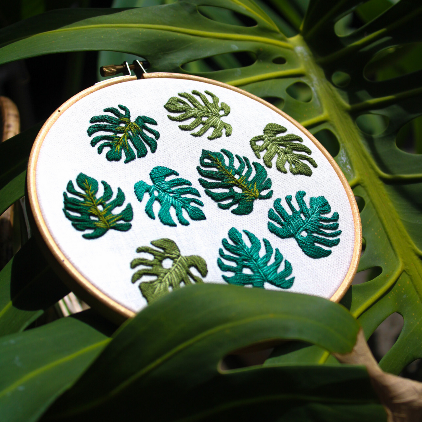 Monstera Leaves PDF Embroidery Pattern