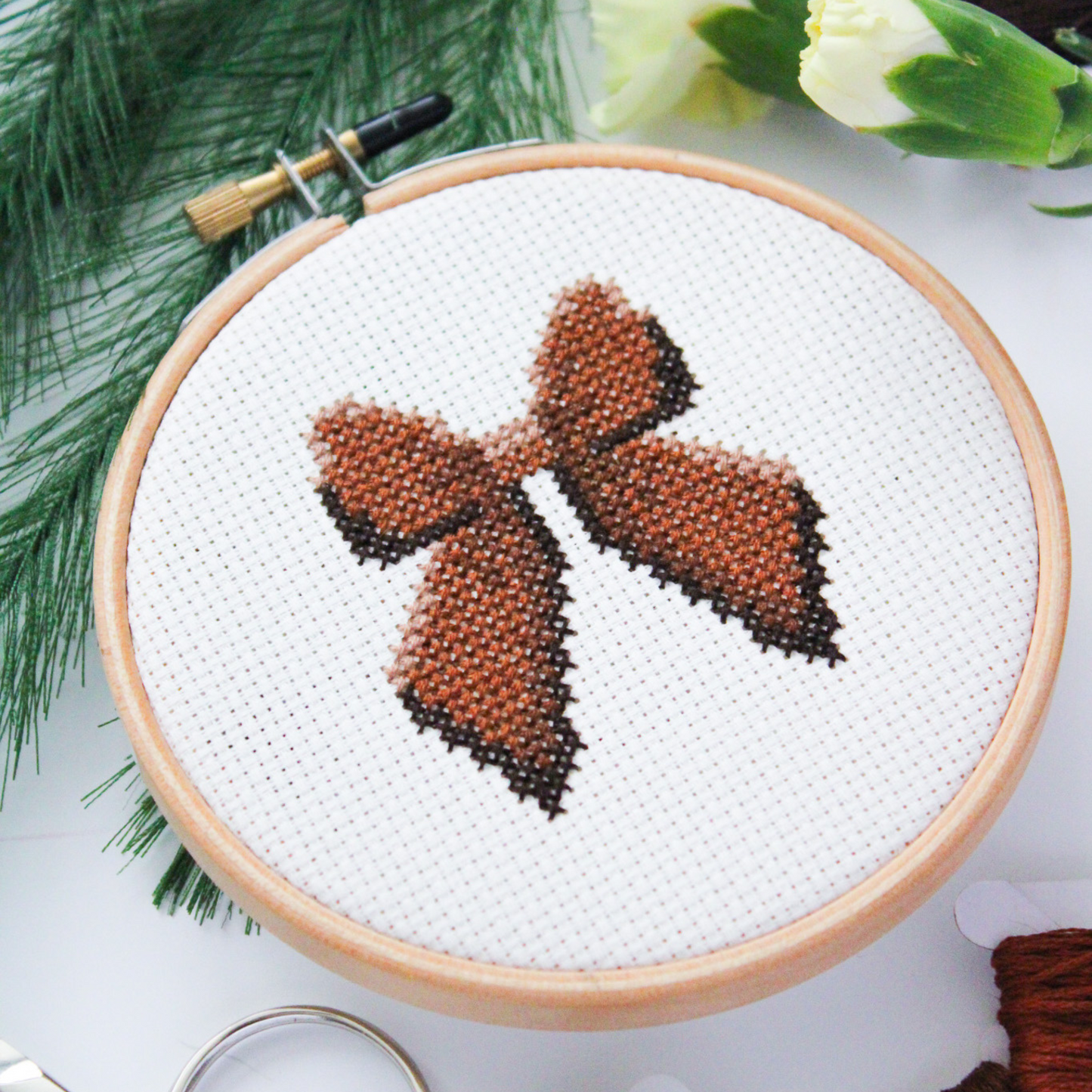 Brown Bow PDF Cross Stitch Pattern