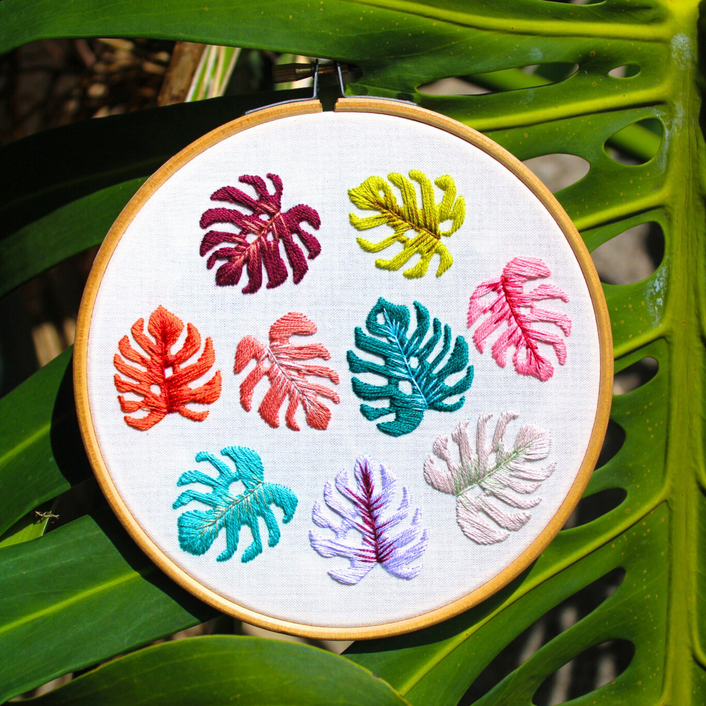 Monstera Leaves PDF Embroidery Pattern