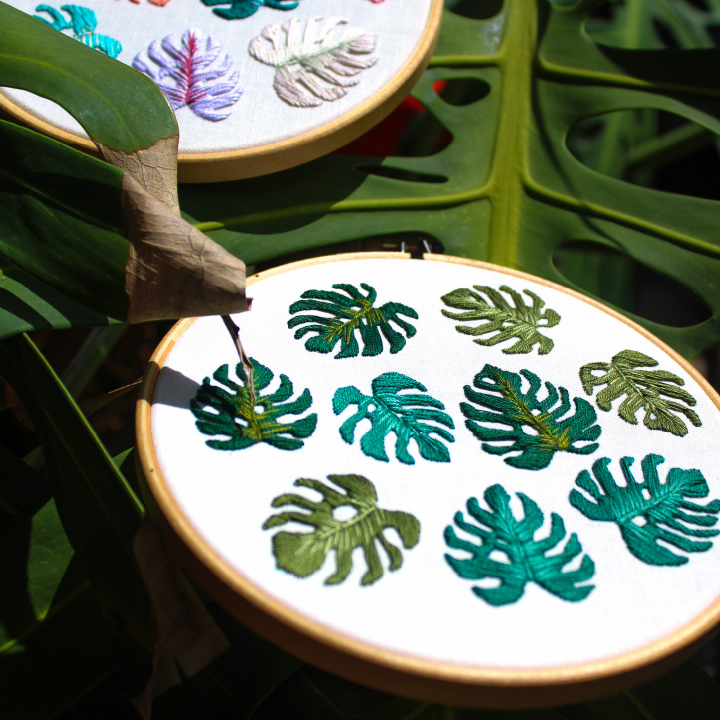 Monstera Leaves PDF Embroidery Pattern