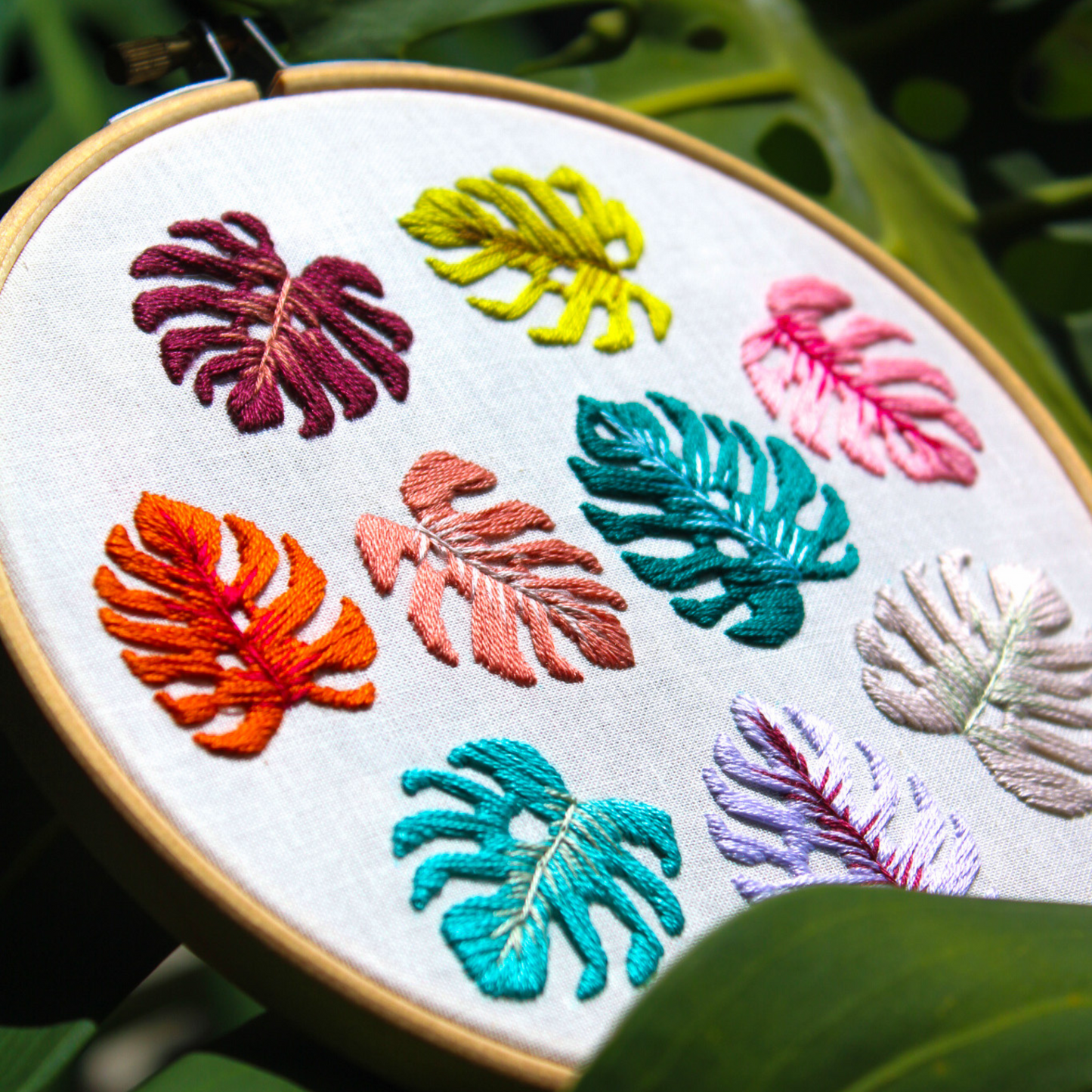 Monstera Leaves PDF Embroidery Pattern