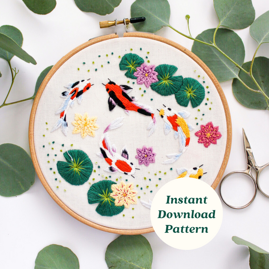 Enchanted Koi Fish PDF Embroidery Pattern