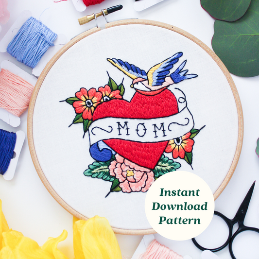 Mom Tattoo PDF Embroidery Pattern